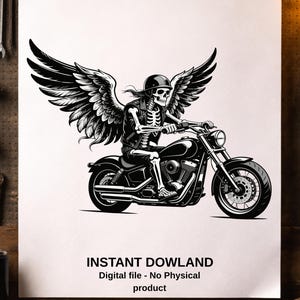 Winged Skull Biker SVG, Outlaw Rider Patch Design, Motorcycle Club Graphic (Digital Download)