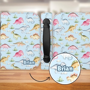 Boys Custom Zipper Bible Case with Handle, Personalized Dino Bible Case, Dinosaur Bible Cover, T Rex Bible Case