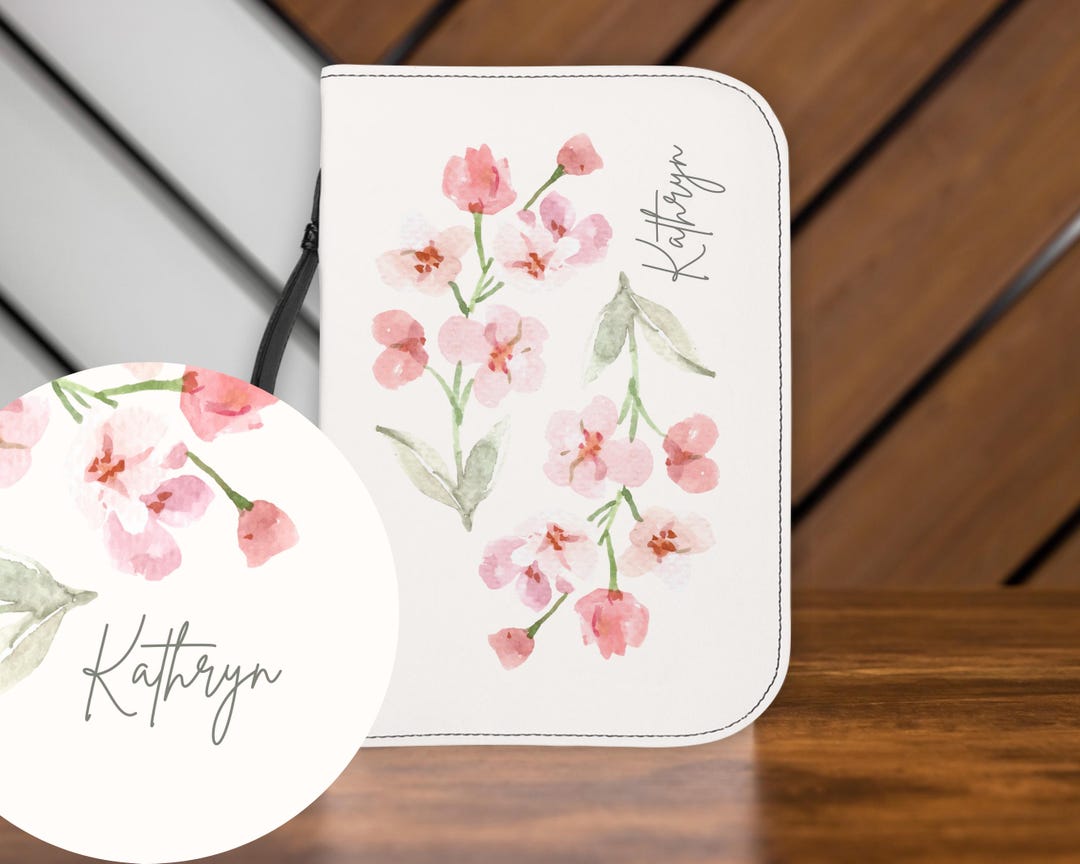 Personalized Floral Bible Cover, Zipper Bible Case, Bible Carrying Case ...