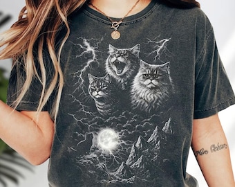 Three Lightning Cats T-Shirt, Vintage Kittens Shirt, Retro Cat Meme Hoodie, Sarcastic Cat Sweatshirt, Comfort Colors Cat Tee