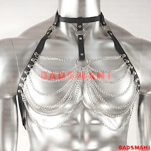 Body Chain Harness Men, Man Body jewelry, Man Chest Jewelry, Man Clup Costume, Gold Body Chain, Chain Harness Gay, Men&#39;s Nightclub Wear,