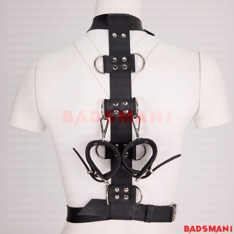 Handmade Leather BDSM Back Restraint Harness, Heavy Duty Bondage, Back ...