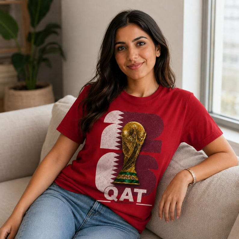 Katar 2026 Fußball-Shirt, QAT Fußball-Fan-T-Shirt, Katar-WM Geschenk-Sweatshirt, Katar Fußball-Fan-Shirt, Katar Fußball 2026 T-Shirt Bild 3
