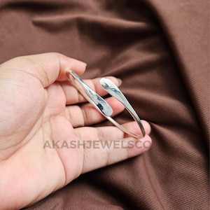 Adjustable Sterling Silver Bangle Bracelet: Handcrafted Twist Cuff