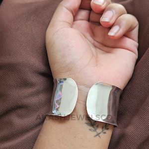 Wide 30mm Sterling Silver Cuff Bracelet – Polished Handmade Bangle, Adjustable Statement Jewelry Gift for Her, 925 Silver Bracelet
