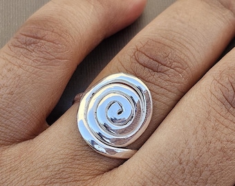 925 Sterling Silber Swirl Ring | Auffälliger Ring für Frauen | Spiral Ring 925 Silber | Geschenk für Muttertag, Geburtstag & besondere Anlässe