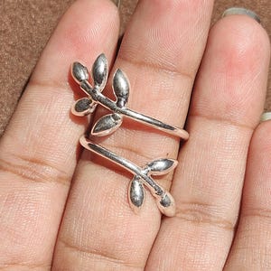 Sterling Silver Leaf Ring for Women | Adjustable Oxidized Vine Ring | Boho Botanical Nature Jewelry | Dainty Gift for Her