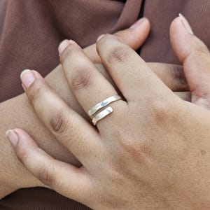 Minimalist Sterling Silver Open Ring | Hammered Texture Adjustable Ring | Boho Stacking Ring for Her | Handmade Dainty Gift Jewelry