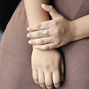 Sterling Silver Heart Spiral Ring: Boho Minimalist Statement Jewelry