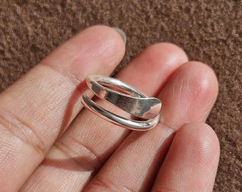 Handmade Sterling Silver Open Wrap Ring: Minimalist Boho Thumb Ring