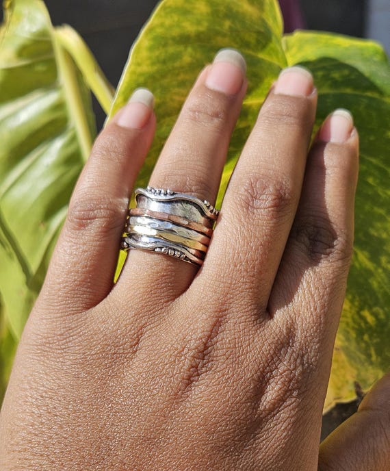 Handmade Spinner Ring for Women, Sterling Silver Fidget Ring