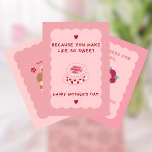 Juego de 3 tarjetas rosas y rojas para el Día de la Madre: saludos florales, elegantes y emotivos para mamás musulmanas con hiyab