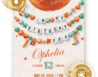 In My Birthday Era Invitation Digital Showgirl Invite Showgirl-Era Life of a Birthday Girl Invitation Karaoke Personalized Canva Template