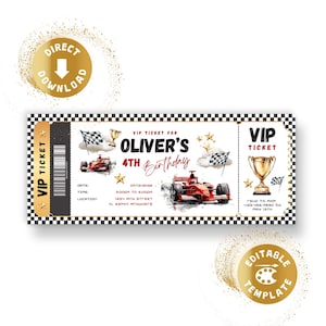 F1 Raceauto Verjaardagsuitnodiging, Auto, Racen, Digitale Sportwagen Ticket Uitnodiging, 10e Verjaardag, Jongens, Gepersonaliseerd, Canva Sjabloon