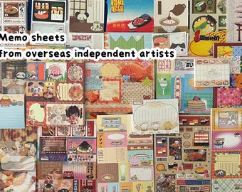Japanese Food Showa Stationery Grab Bag - Kawaii Stickers & Memo Sheets, Sushi Ramen Gyoza Japanese Characters Clover Desserts
