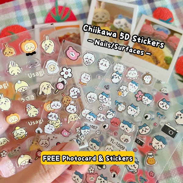 Naklejki na paznokcie Chiikawa Usagi: 5D Cartoon Kawaii Nail Art