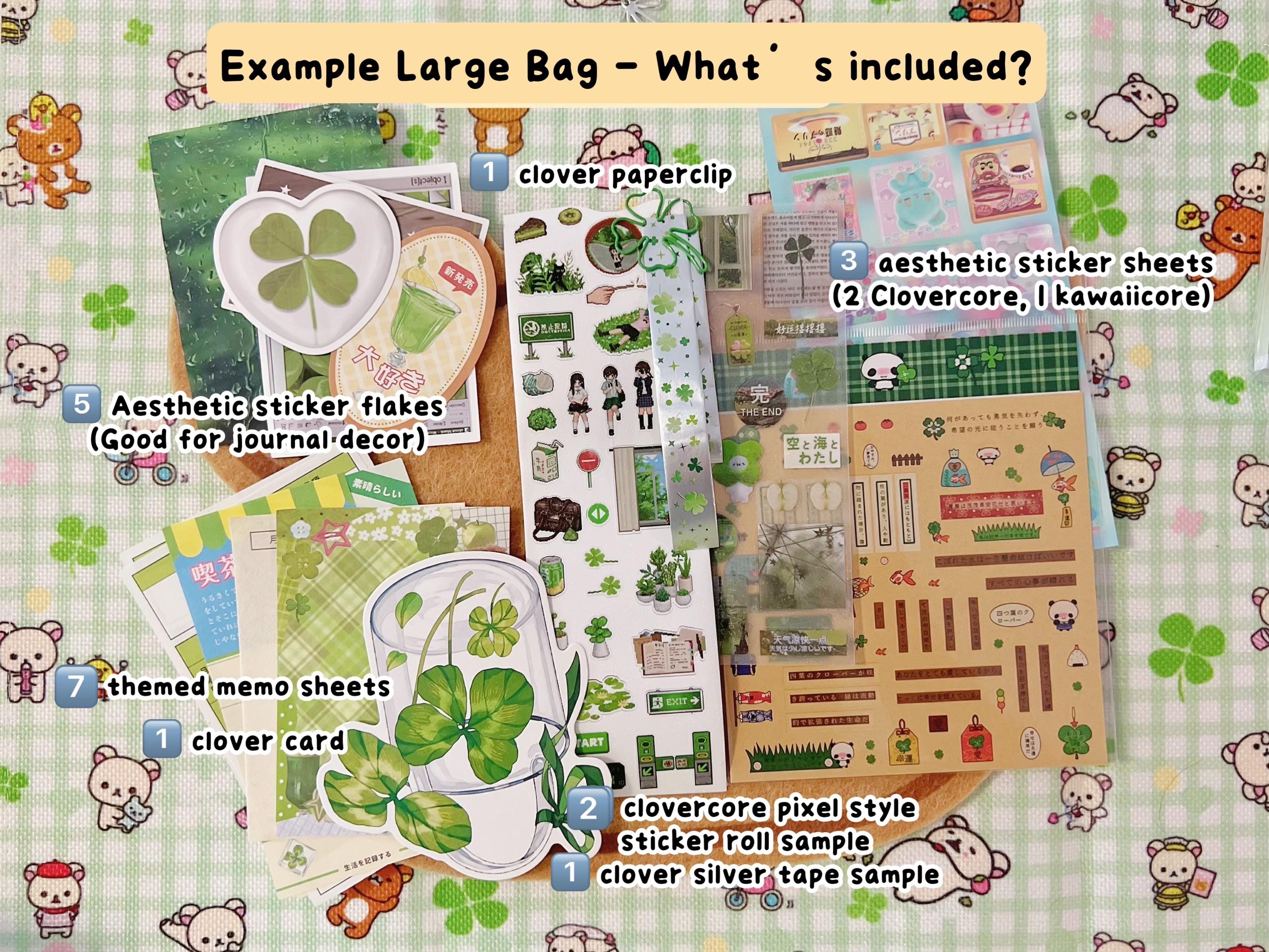 Clovercore Stationery Grab Bag: Green Stickers, Memo Sheets