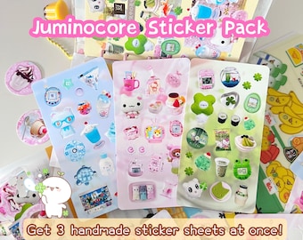 Handgemachte ästhetische Aufkleber Sheet Pack - Süße Dessert Aufkleber für Journaling & Scrapbooking - Kawaiicore Clovercore Juminocore Pastel