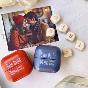 Date Night Dice Game for Couples-Mens and Womens Outfit-Fun Gift for Him and Her-Valentines Day Anniversary Gift-Personalized Dice Box