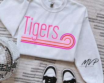 Retro Tigers PNG: Vintage Team Spirit Sublimation Design (Digital Download)