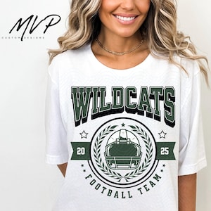 New Wildcats Football png green PNG retro mascot wildcat football new png sublimation