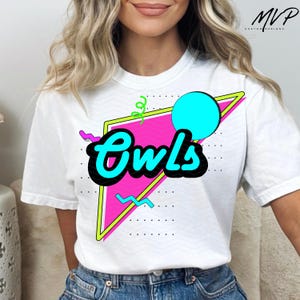 Retro Owls PNG: 90s School Spirit Mascot (Digital Download)