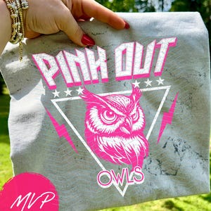 Retro Pink Out Owls PNG: Mascot Spirit Wear (Digital Download)