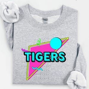 Retro Tigers PNG: Mascot School Spirit Digital Download