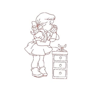 Vintage Children &#39;SHE SAID&#39; Redwork Machine Embroidery Design
