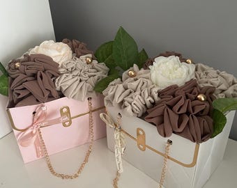 Handgemaakt op maat 2 hijabboeket, jersey chiffon, op maat gemaakt islamitisch cadeau, Nikah Eid-cadeau VK