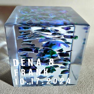Smashed Glass Cube 4x4x4 &quot;jüdische Hochzeitsgeschenk Tradition Memory Chuppah Mesusah Resin Art Cube