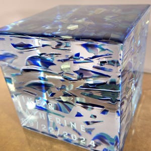 Smashed Glass Cube 4x4x4 &quot;jüdische Hochzeitsgeschenk Tradition Memory Chuppah Mesusah Resin Art Cube
