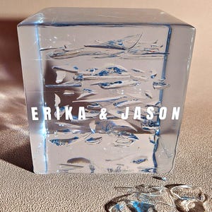 Smashed Glass Cube 4x4x4 &quot;jüdische Hochzeitsgeschenk Tradition Memory Chuppah Mesusah Resin Art Cube