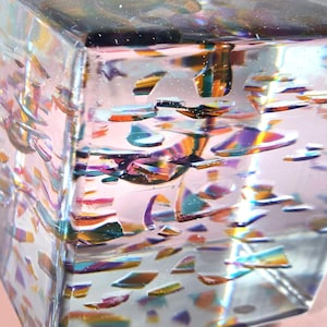 Smashed Glass Cube 4x4x4 &quot;jüdische Hochzeitsgeschenk Tradition Memory Chuppah Mesusah Resin Art Cube