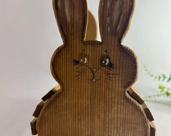 Vintage Bunny Wooden Basket