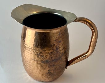Copper Pitcher with Hammered Design