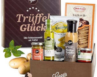 Trüffel Geschenkbox Feinschmecker – Pasta, Trüffelpesto & Trüffelöl | Gourmet Geschenk Geburtstag Weihnachten | Edle Feinkost Geschenkbox