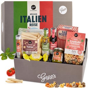 Caja regalo Bella Italia de Gepp’s Delicatessen I Cesta de regalo para hombre y mujer I Las mejores especialidades italianas elaboradas según nuestra propia receta