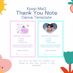 CANVA-SJABLOON: KPOP-fotokaartpost (handel/verkoop/verkoop) Bedankt!