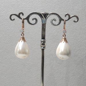 Opal earrings shell pearl drops white Art Nouveau earrings vintage traditional retro nostalgia sterling silver 925/- rose gold plated