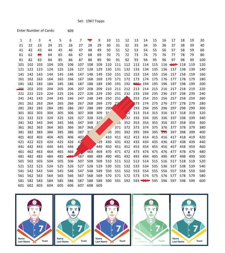 Sports Card Checklist Generator: Automatic Excel File (digital Download ...