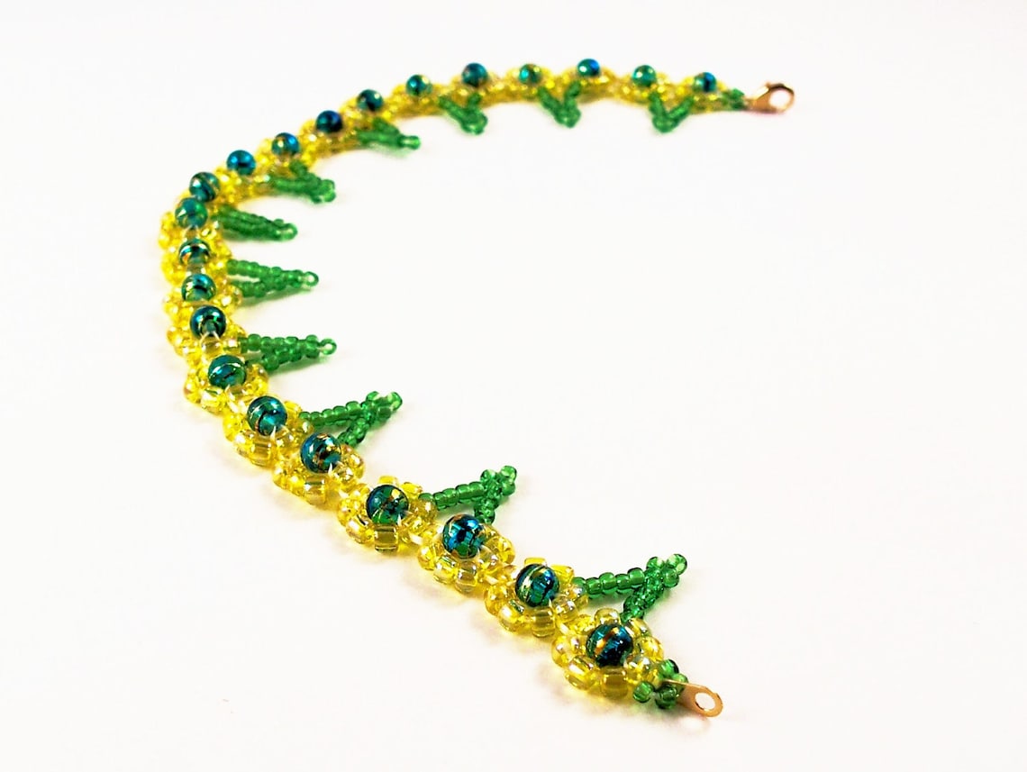 Daisy Beaded Anklet Pattern, Beading Tutorial in PDF Etsy