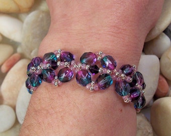 Diamond Link Bracelet Pattern, Beading Tutorial in PDF