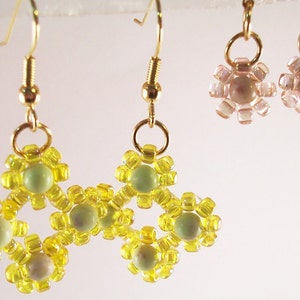 Daisy Earring Patterns, Beading Tutorial in PDF image 4