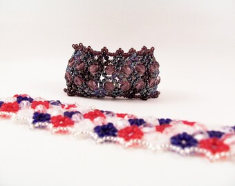 Tiny Diamond Bracelet Pattern, Beading Tutorial in PDF