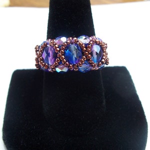 Fire-Polish Ring Pattern, Beading Tutorial in PDF image 5