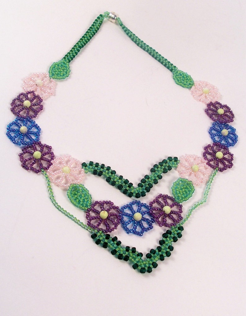 Garden Party Necklace Pattern, Beading Tutorial in PDF image 3