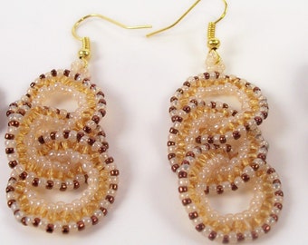 Circle and Ruffle Earring Pattern, Beading Tutorial in PDF