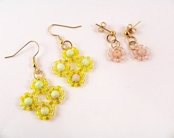 Daisy Earring Patterns, Beading Tutorial in PDF