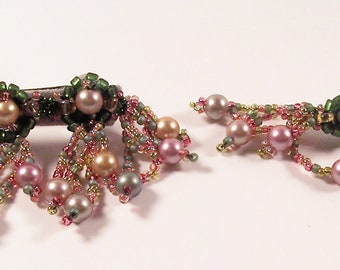 Web of Pearls Barrette and Pin, Beading Tutorial in PDF